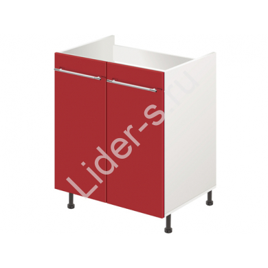 Тумба-подстолье с нижней полочкой, под кухонную мойку MODERN ALTO 600*600*820 красный глянец